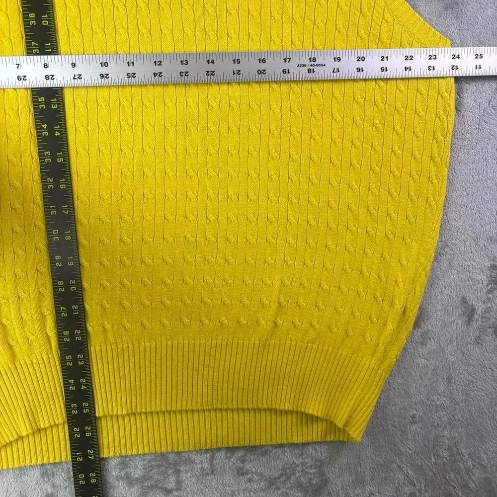 Vintage Polo Golf Ralph Lauren Sweater Vest Mens Large Yellow Cable Knit Cotton